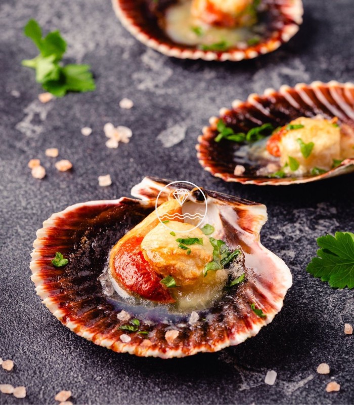 Sugerencia de presentación de zamburiñas de la Mariscada Brisa del Mar de Mariscos Anamar