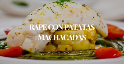 Cola de rape frita y patatas machacadas con ajo y mantequilla de eneldo